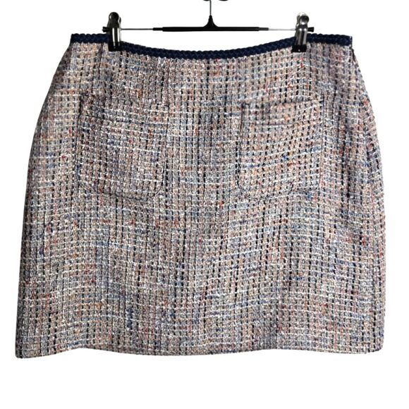 Ann Taylor LOFT Tweed Pocket Shift Skirt Navy Lined Office Career Wear Size 12 - Picture 2 of 11
